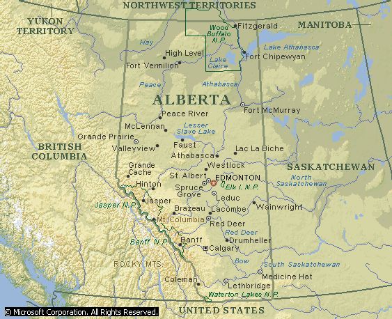 map of Alberta, Canada