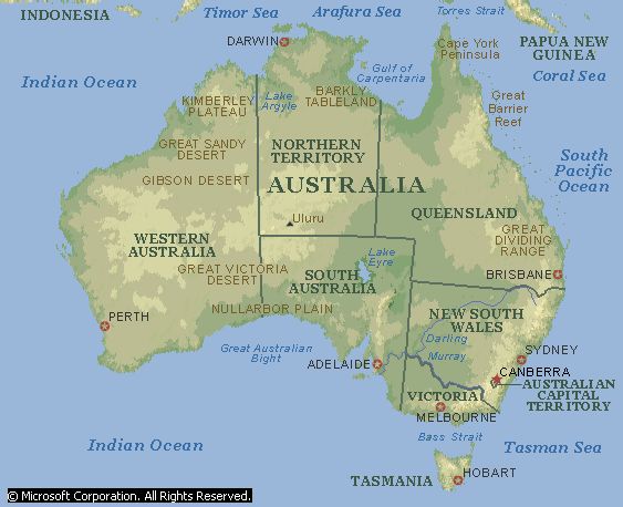 map of Austrailia