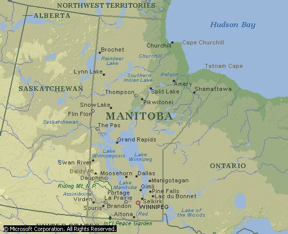 map of the province of Manitoba, Canada